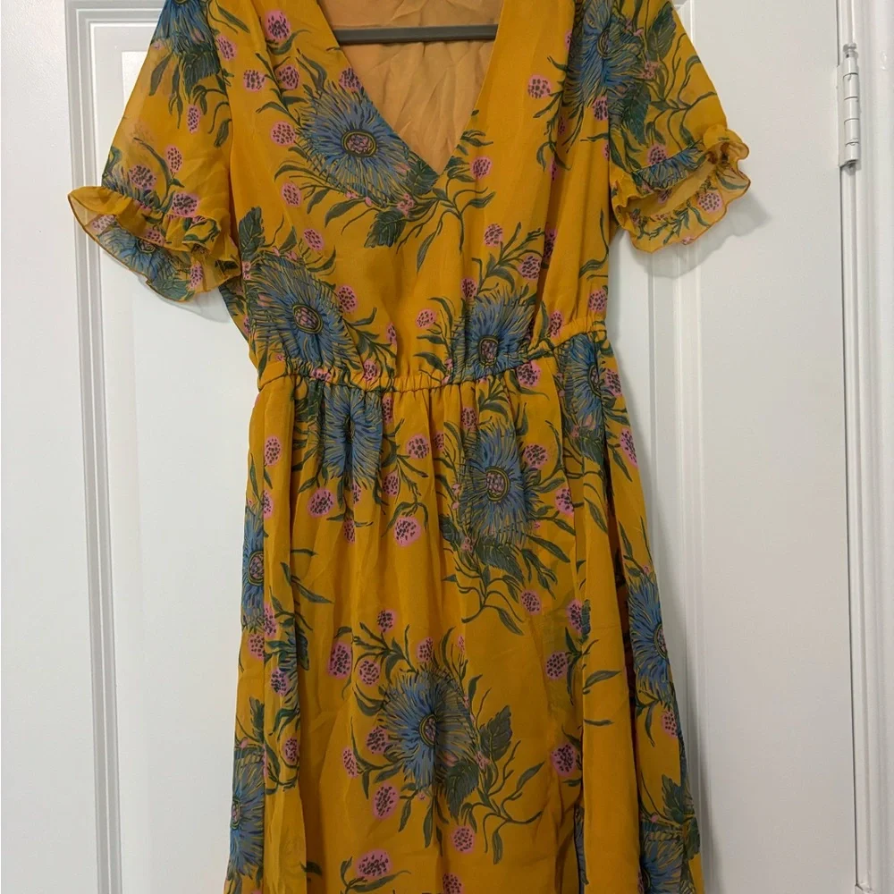 Madewell Sweetgrass Ruffle Sleeve Dress in Painted Blooms Size‎ 2 - Picture 3 of 6